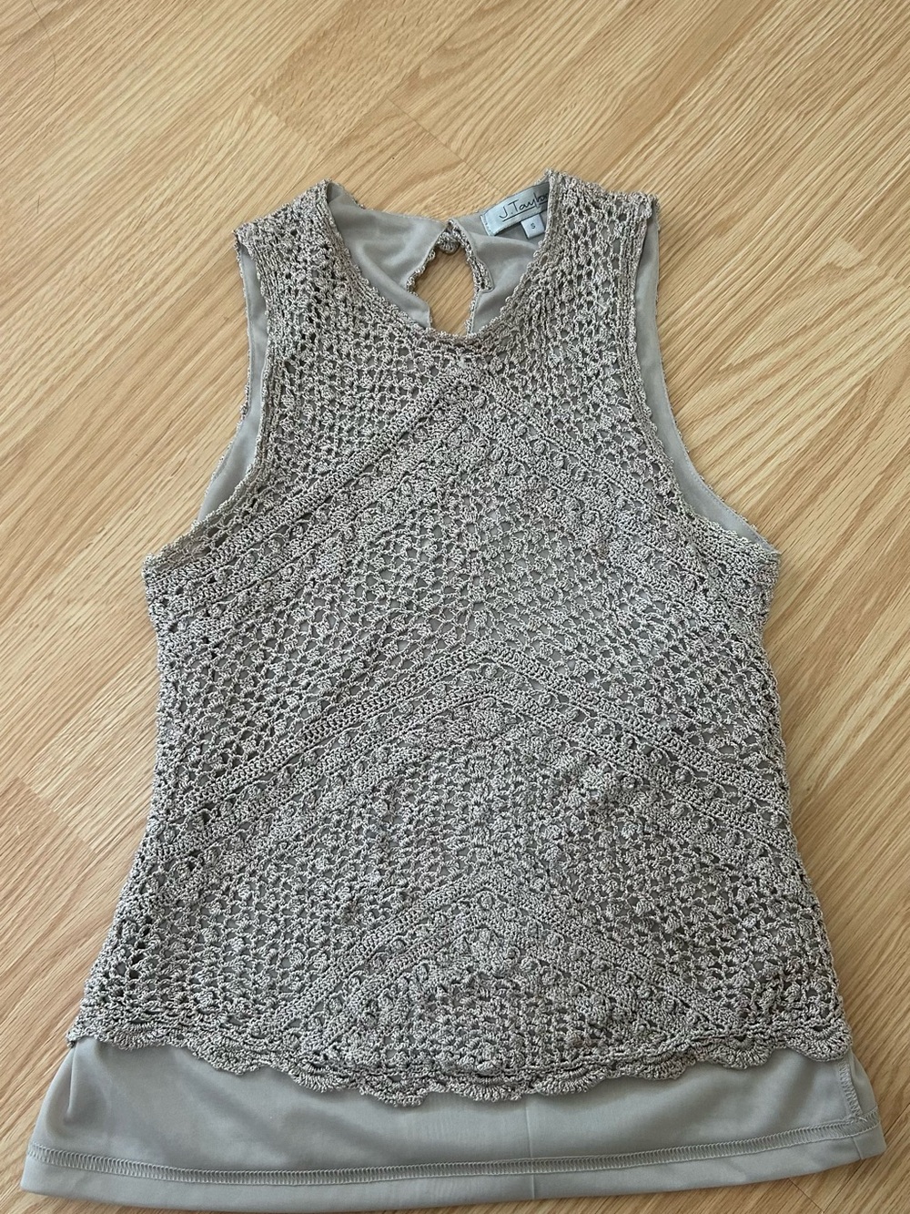 Vintage y2k J. TAYLOR Crochet Knit High-Neck Tank Top - Size S